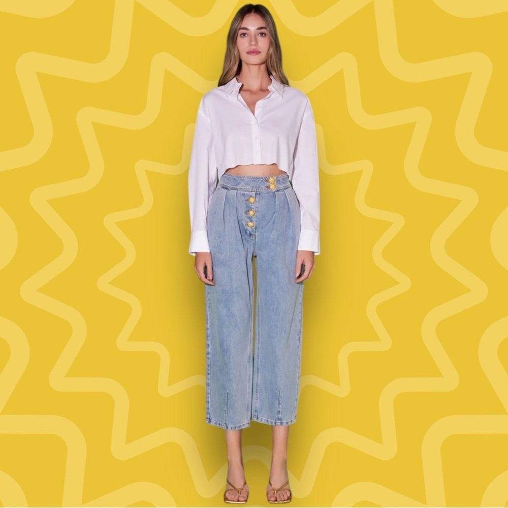 English Factory Premium Denim Cropped Trousers - Size XS/24